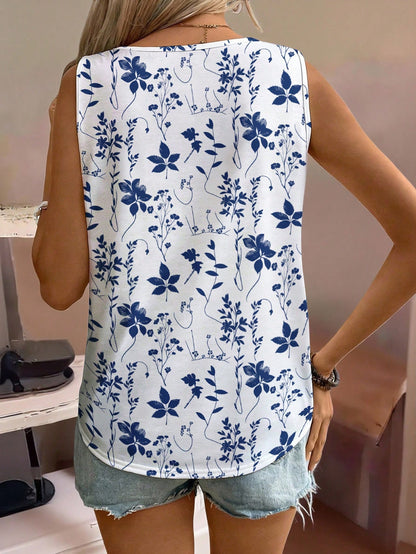 EMERY ROSE Plus Size Women Floral Print Pleated Casual Versatile Daily Wear Top