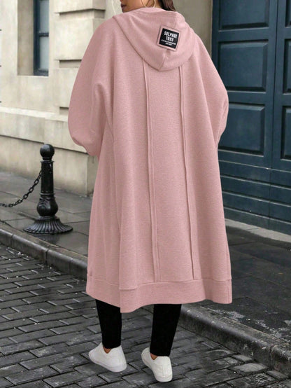 EMERY ROSE Plus Size Women's Letter Graphic Long Sleeve Casual Zip-Up Hoodie Jacket Fall Winter Cloth For Women Autumn