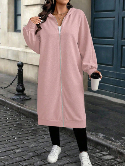 EMERY ROSE Plus Size Women's Letter Graphic Long Sleeve Casual Zip-Up Hoodie Jacket Fall Winter Cloth For Women Autumn