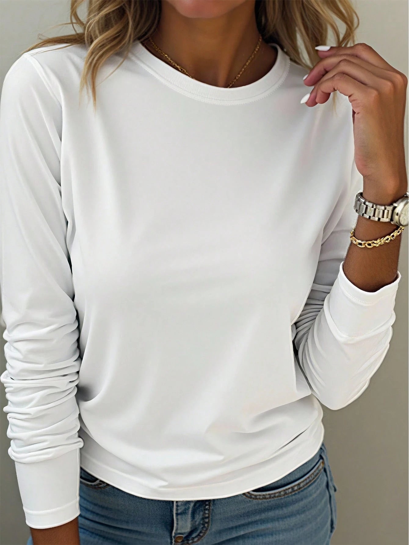 EMERY ROSE Plus Size Women's Printed Casual Long-Sleeved T-Shirt Fall