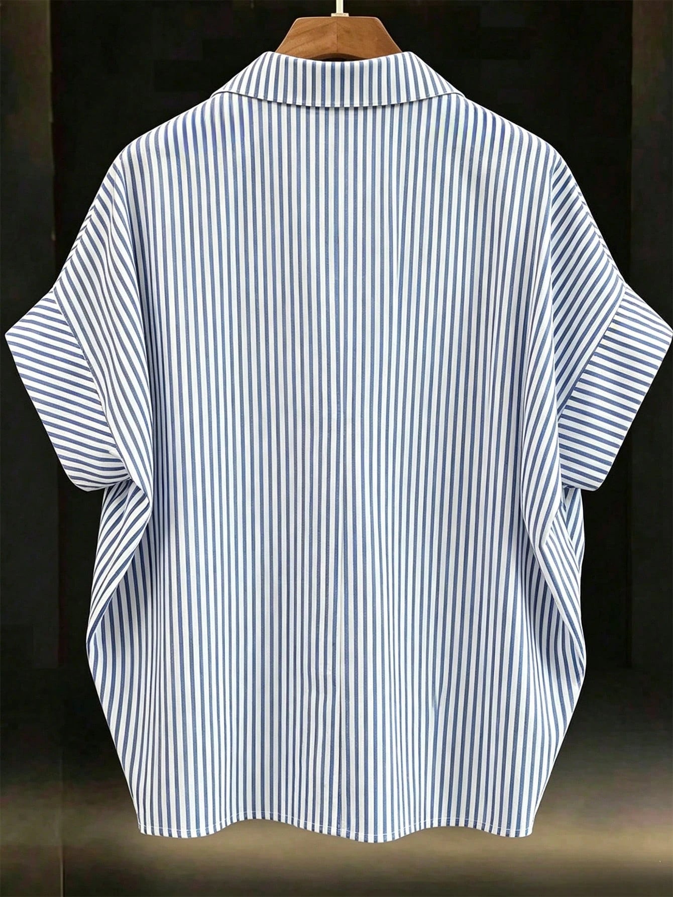 EMERY ROSE Plus Size Women Striped Batwing Short Sleeve Casual Blouse
