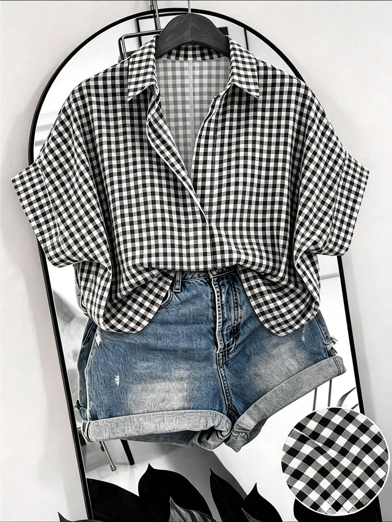 EMERY ROSE Plus Size Women Striped Batwing Short Sleeve Casual Blouse