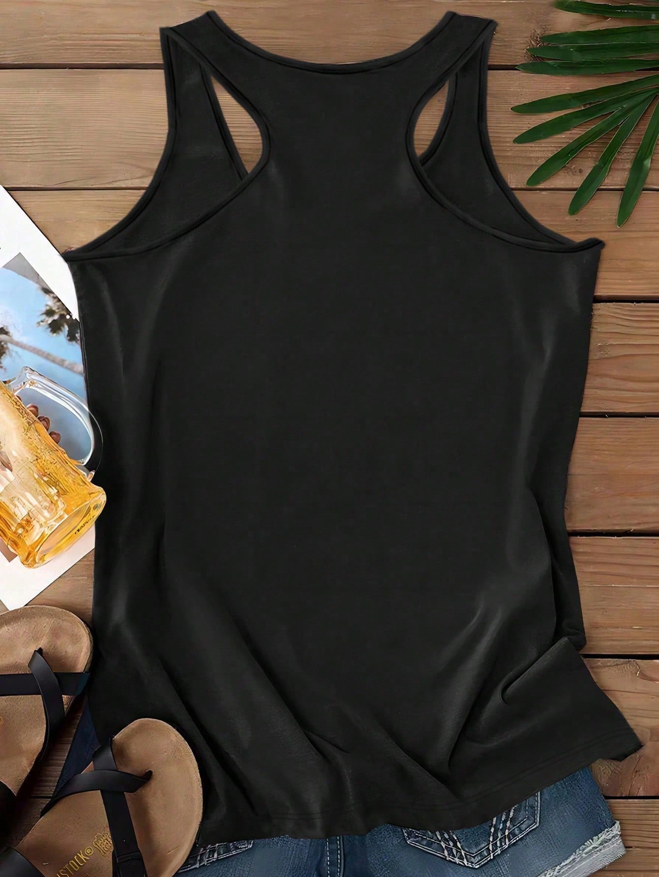 EMERY ROSE Sunflower Print Casual Minimalist Camisole Tank Top, Suitable For Plus Size In Summer Back To School,Spring/Vacation