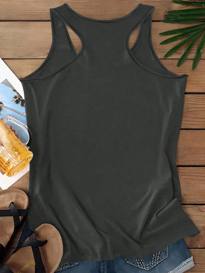 EMERY ROSE Sunflower Print Casual Minimalist Camisole Tank Top, Suitable For Plus Size In Summer Back To School,Spring/Vacation