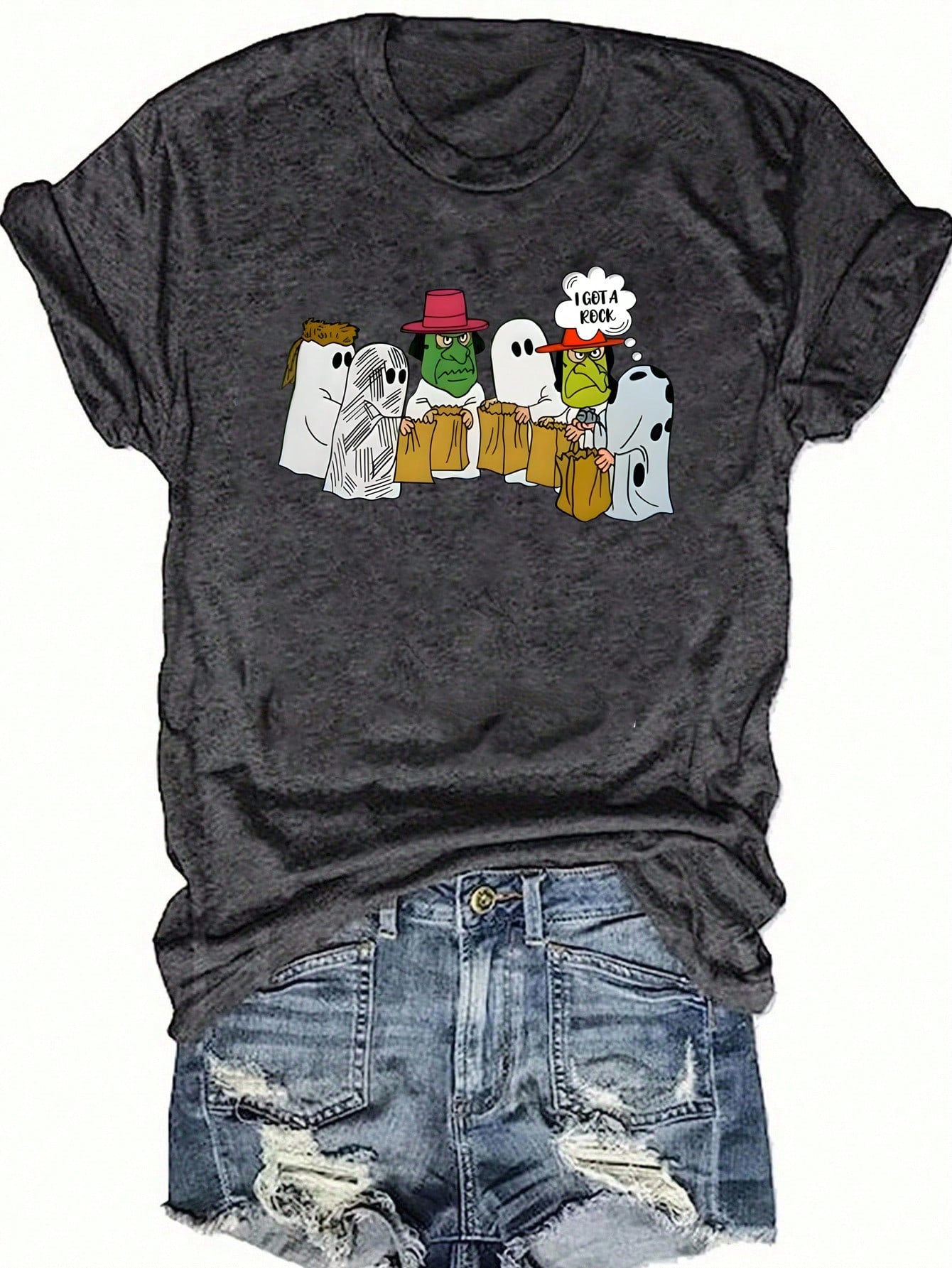 EMERY ROSE Women's Plus Size Thanksgiving Graphic T-Shirt,Happy Thanksgiving Print With Pumpkins,Casual Short Sleeve Round Neck Green,Summer,Cute,Vacation Tee