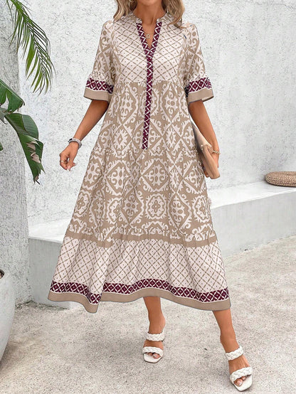 EMERY ROSE Women's Vintage Loose Casual Dress, Summer Maxi Women Outfit