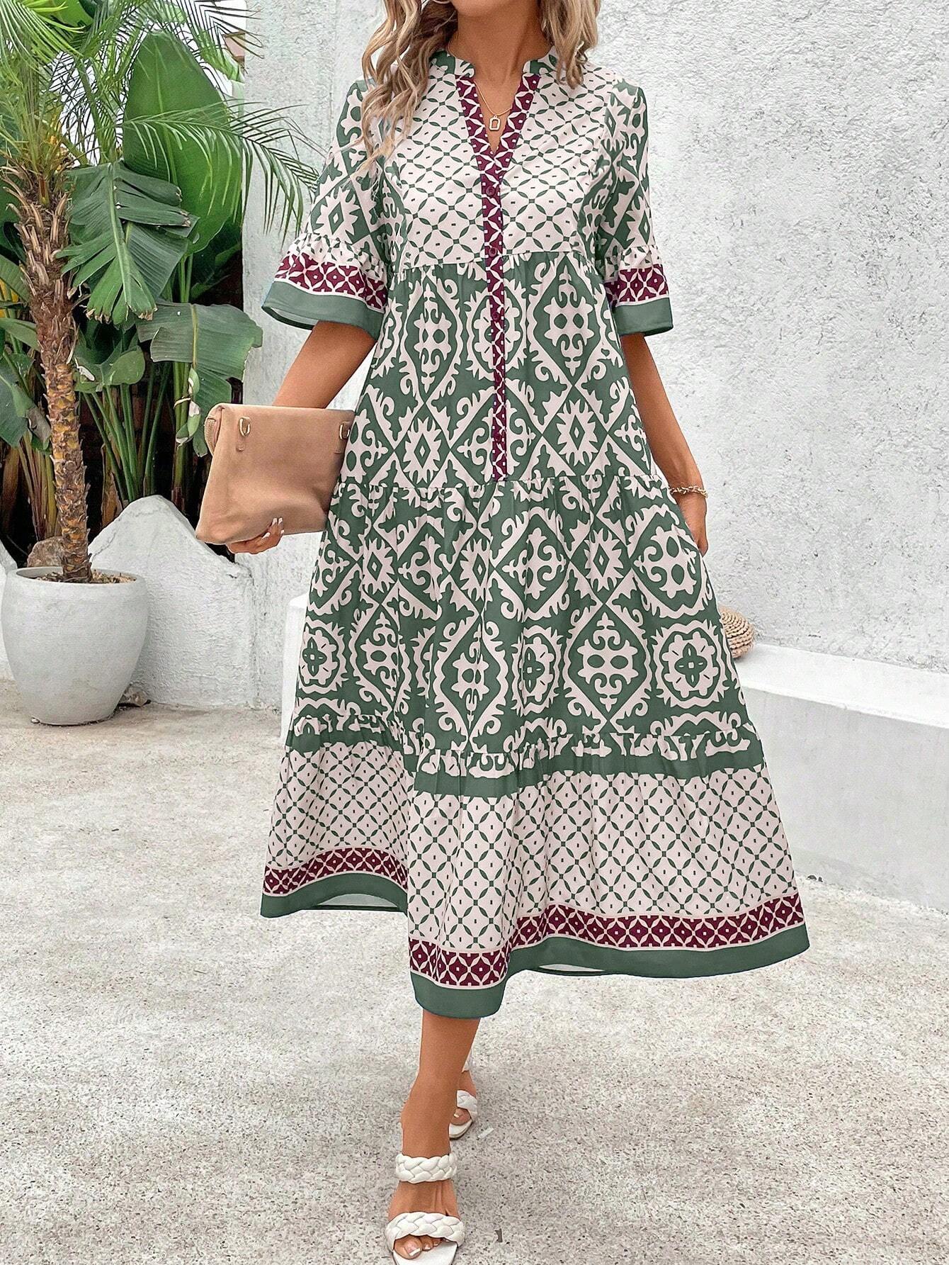 EMERY ROSE Women's Vintage Loose Casual Dress, Summer Maxi Women Outfit