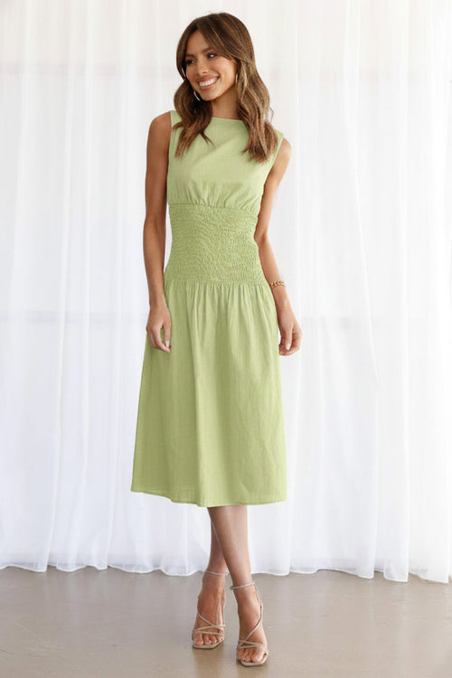 Emory Linen Dress - Lime