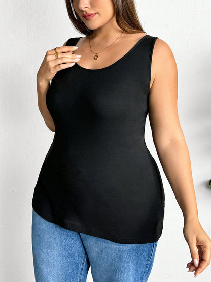 Essnce 3pcs/Set Plus Size Women Casual Round Neck Tank Tops