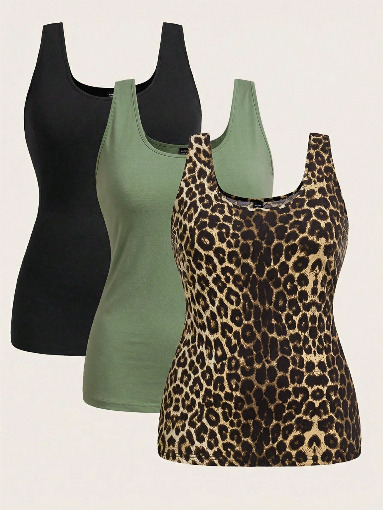 Essnce 3pcs/Set Plus Size Women Casual Round Neck Tank Tops