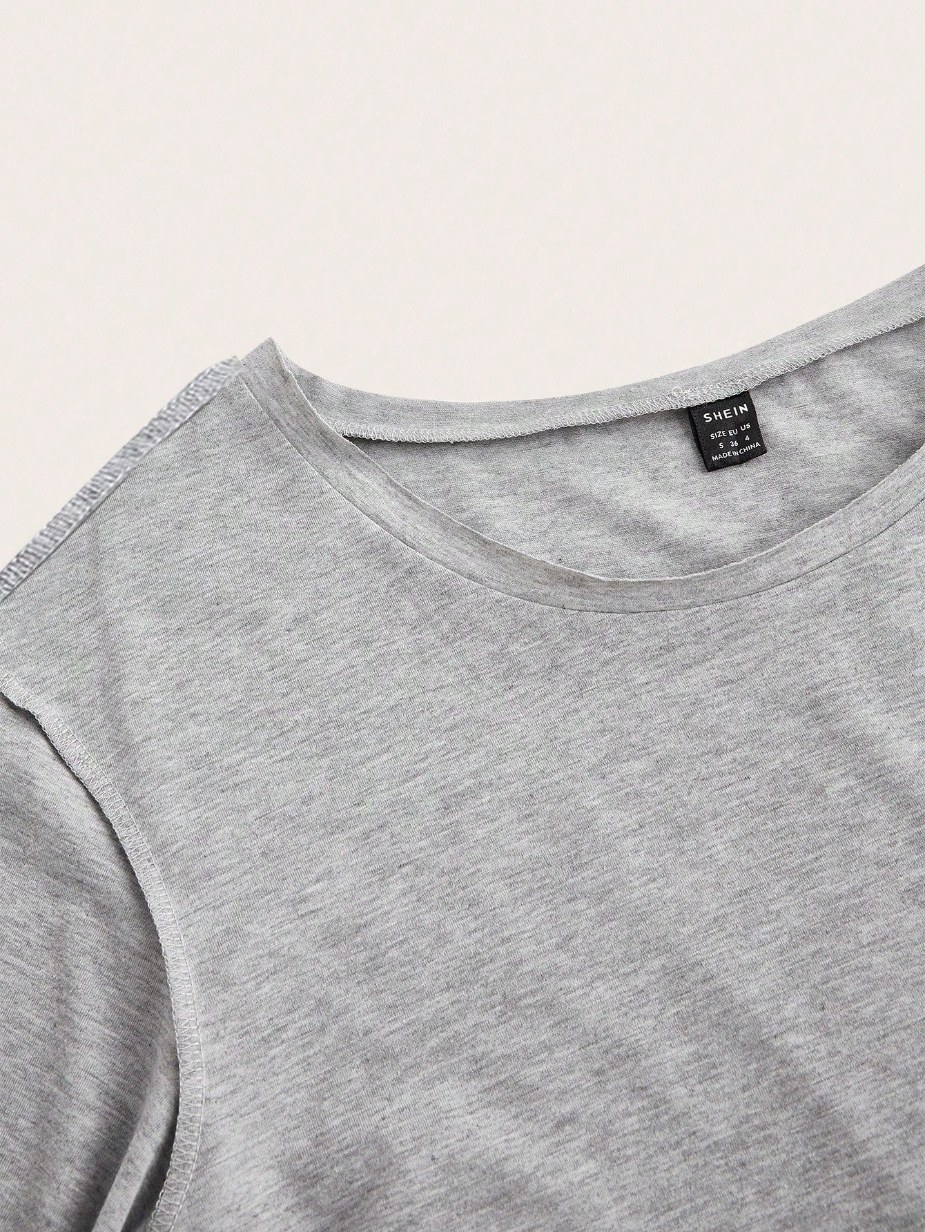Essnce Casual Minimalist Camo Tree Branch 98 Graphic Drop Shoulder Plus Size Women T-Shirt Gray Summer