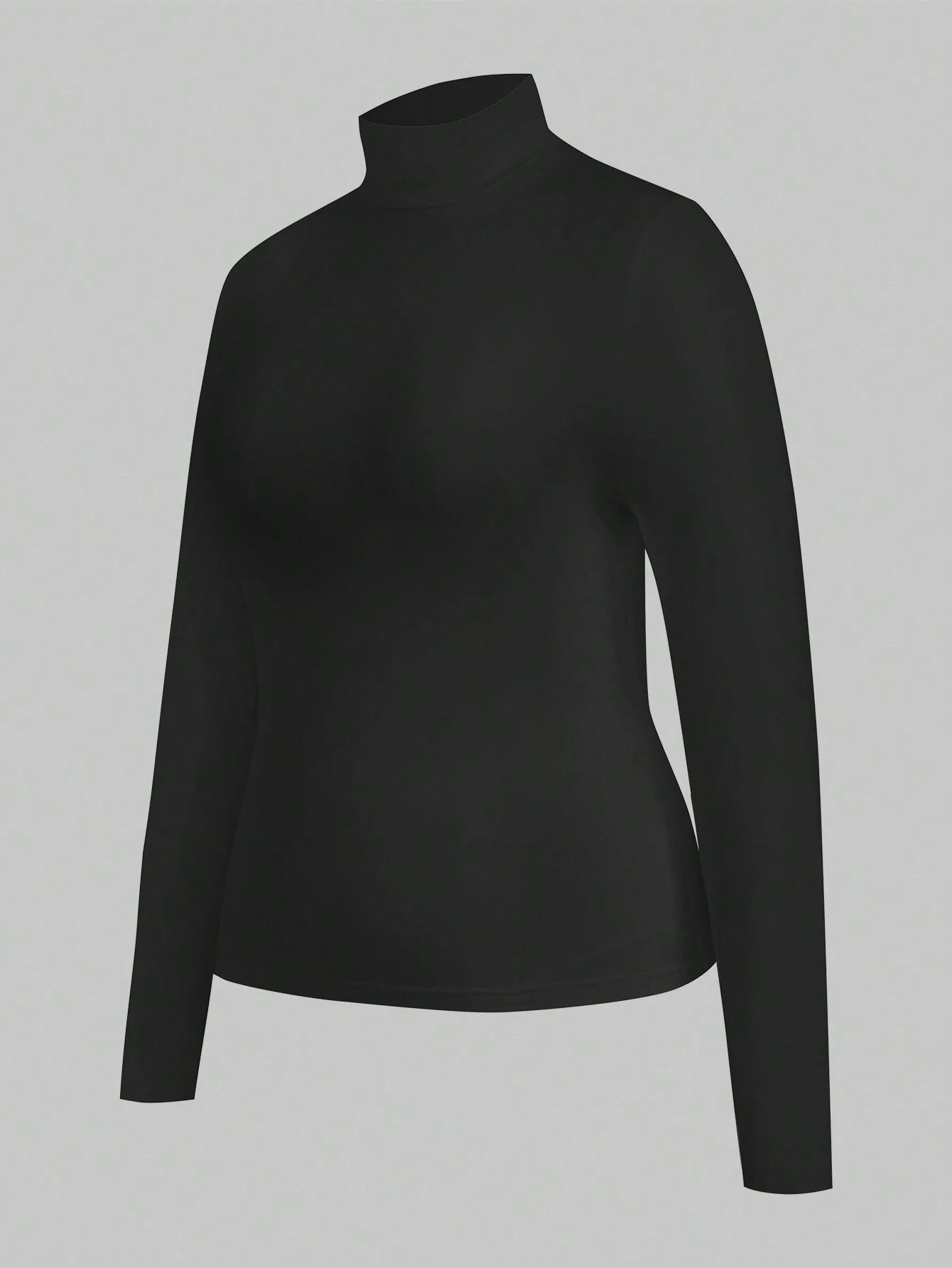 Essnce Plus Size Women's 2-Piece Black And White Suit T-Shirt Autumn Elegant Business Casual Graduation Office Long-Sleeved Knitted Mock Neck Turtleneck Tops