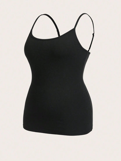 Essnce Plus Size Women's Clothing Four Seasons Casual Business Casual Versatile Basic Comfortable Long Black Camisole 2 Packs Summer Curv Tops Lounge Office