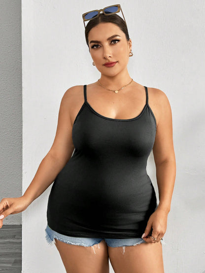 Essnce Plus Size Women's Clothing Four Seasons Casual Business Casual Versatile Basic Comfortable Long Black Camisole 2 Packs Summer Curv Tops Lounge Office