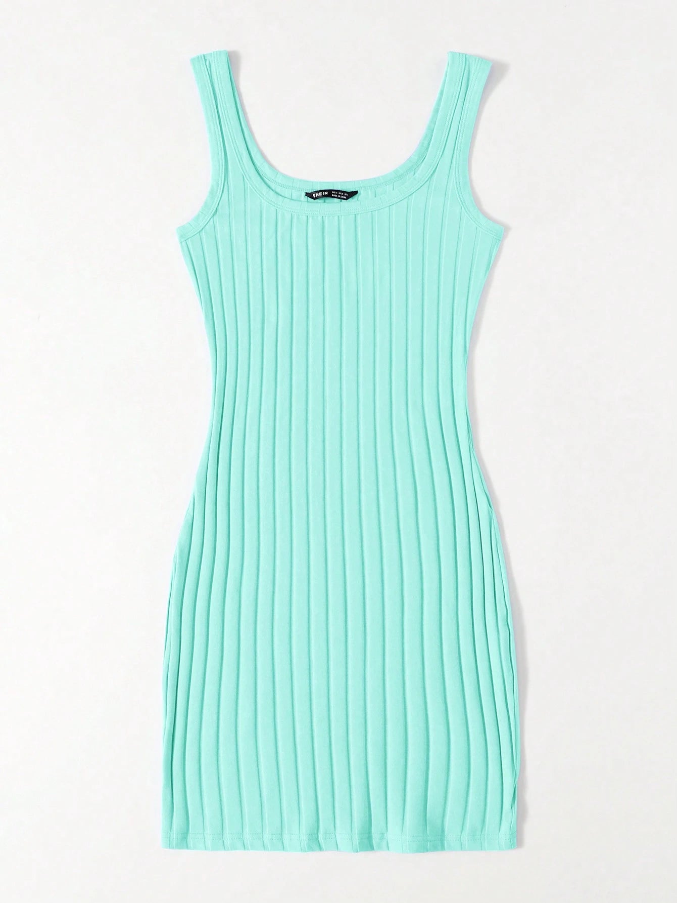 Essnce Solid Color Rib-Knit Sleeveless Dress For Summer