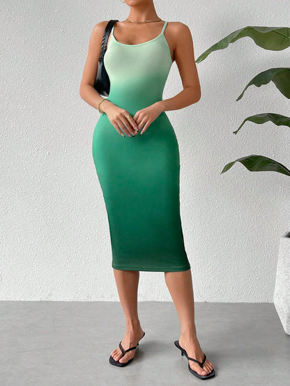 Essnce Women Ombre Adjustable Spaghetti Strap Dress