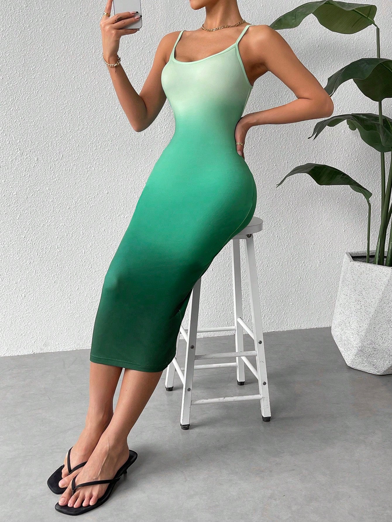 Essnce Women Ombre Adjustable Spaghetti Strap Dress