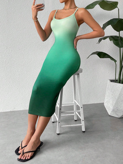 Essnce Women Ombre Adjustable Spaghetti Strap Dress