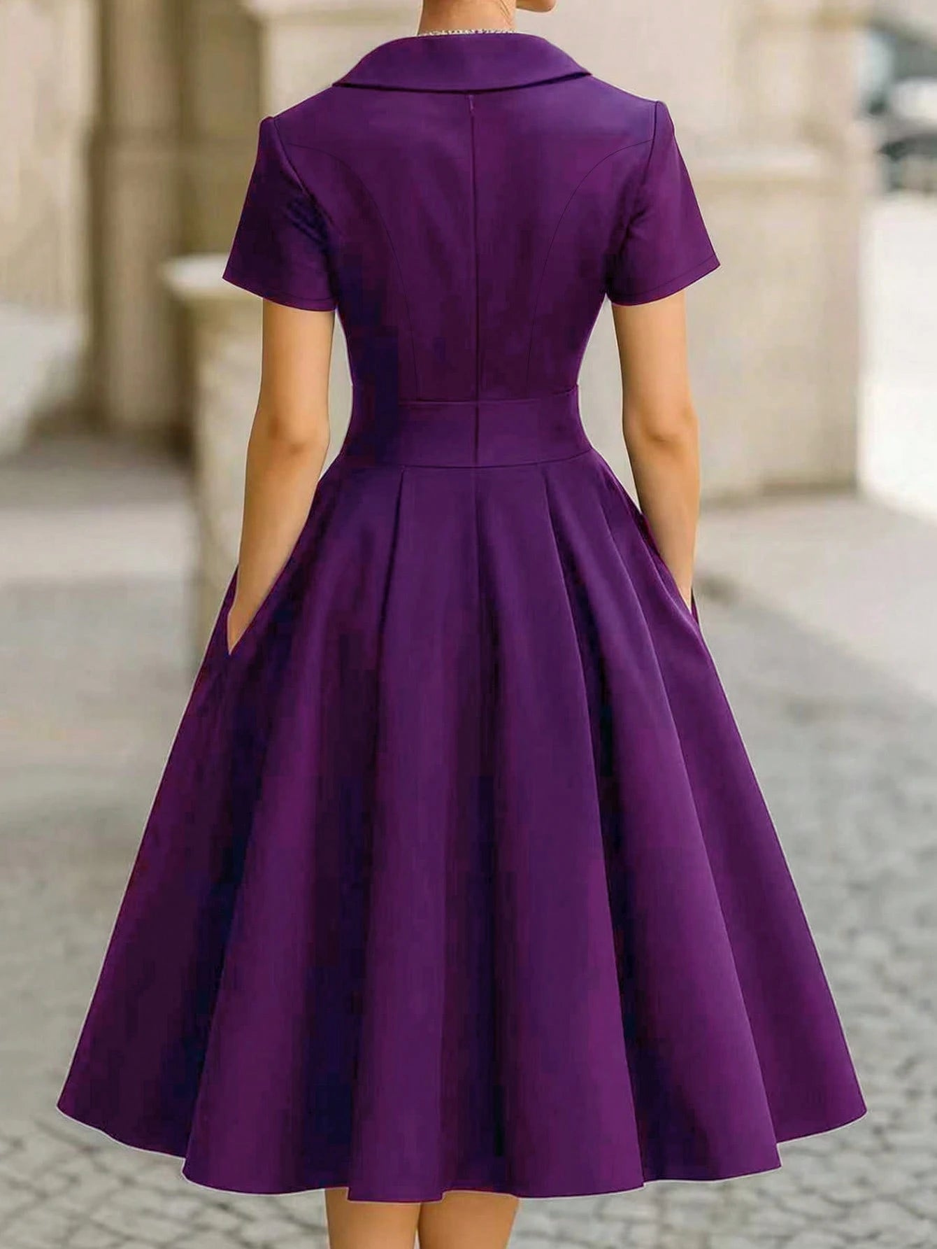 European And American Style French Elegant Fashion Turndown Collar Short Sleeve Shirt Dress, Sexy Deep V-Neck Spring Summer Graceful Ladies Black