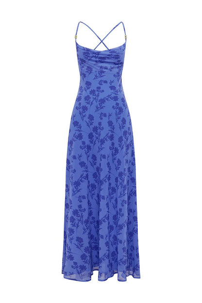 Eve Cowl Maxi Dress - Almina Blue
