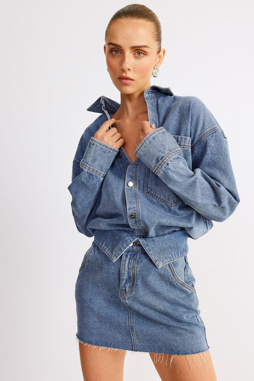 Eve Denim Skirt - Denim - SHOPJAUS - JAUS