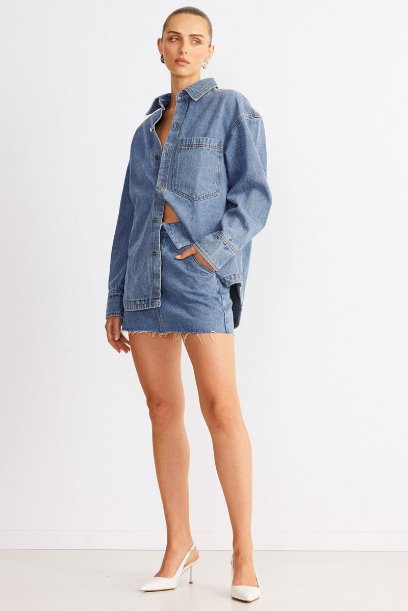 Eve Denim Skirt - Denim - SHOPJAUS - JAUS