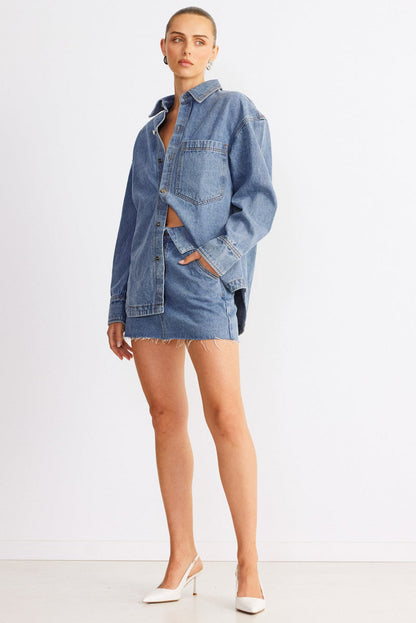 Eve Denim Skirt - Denim - SHOPJAUS - JAUS
