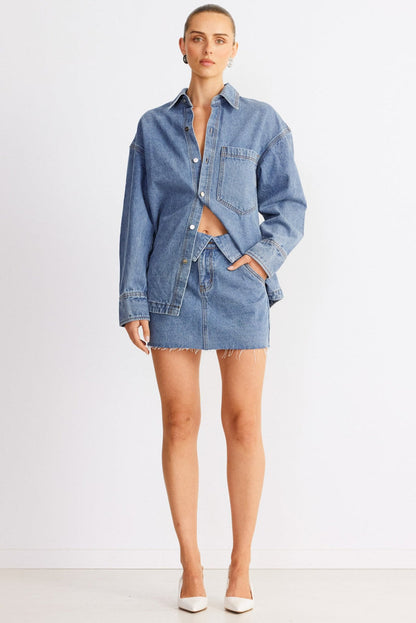 Eve Denim Skirt - Denim - SHOPJAUS - JAUS