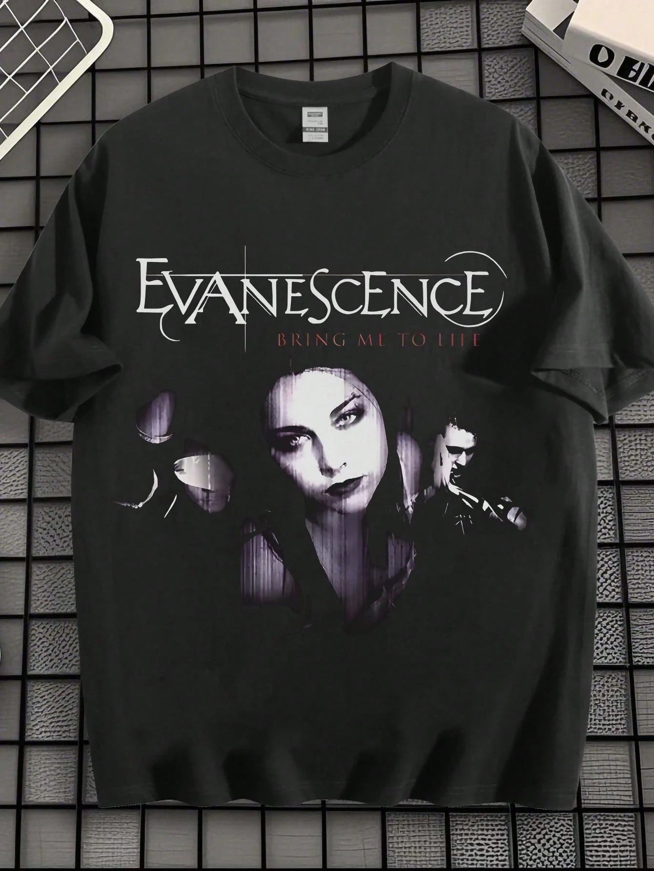 EWH Retro, Rock, Men's Short Sleeve,-Shirt, Evanescence Band, Iconic, Printed, Loose Street, Top, Music, Culture, Street Style