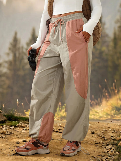 Exploreva Color Block Drawstring Waist Outdoor Pants