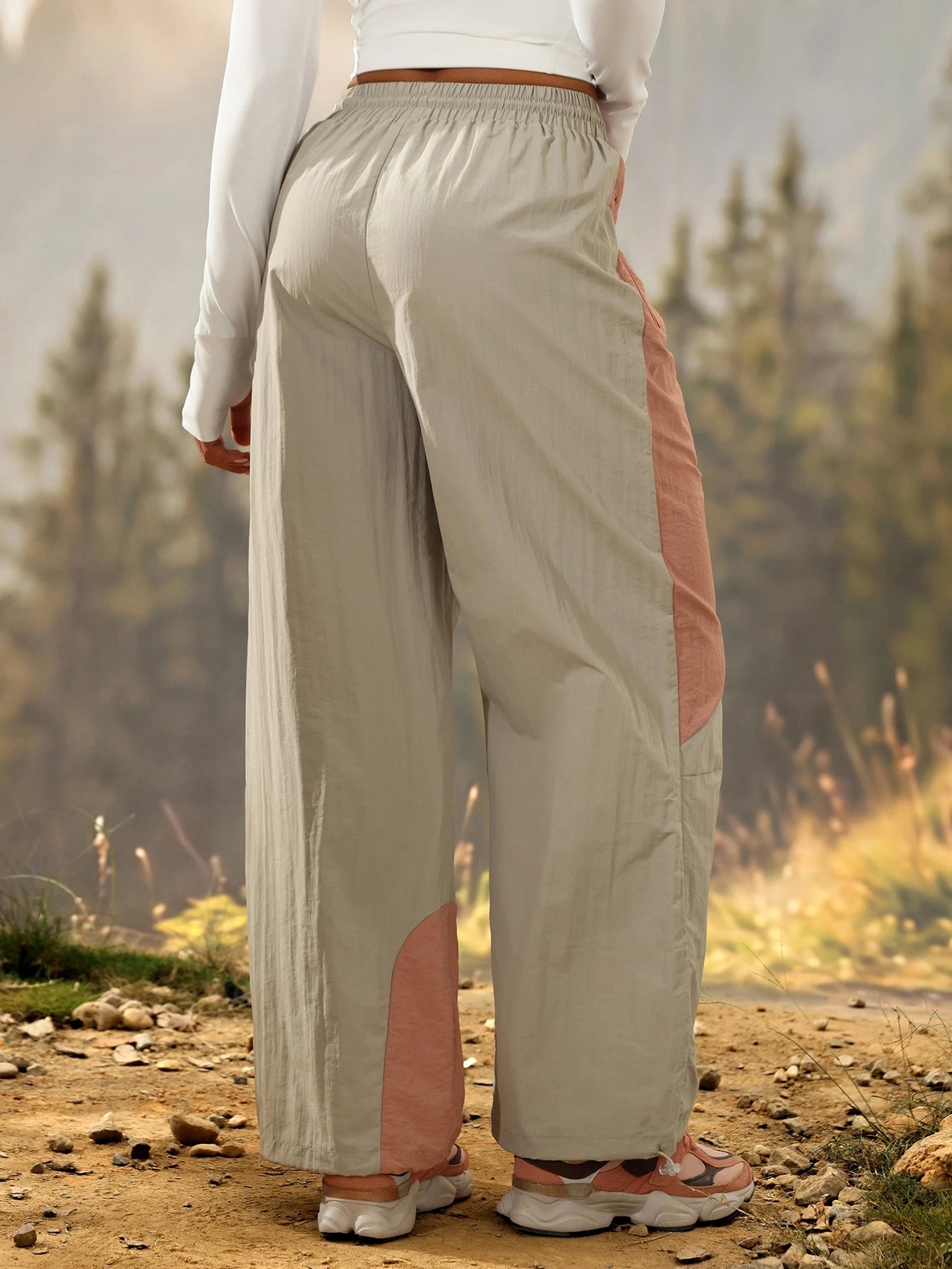 Exploreva Color Block Drawstring Waist Outdoor Pants
