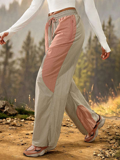 Exploreva Color Block Drawstring Waist Outdoor Pants
