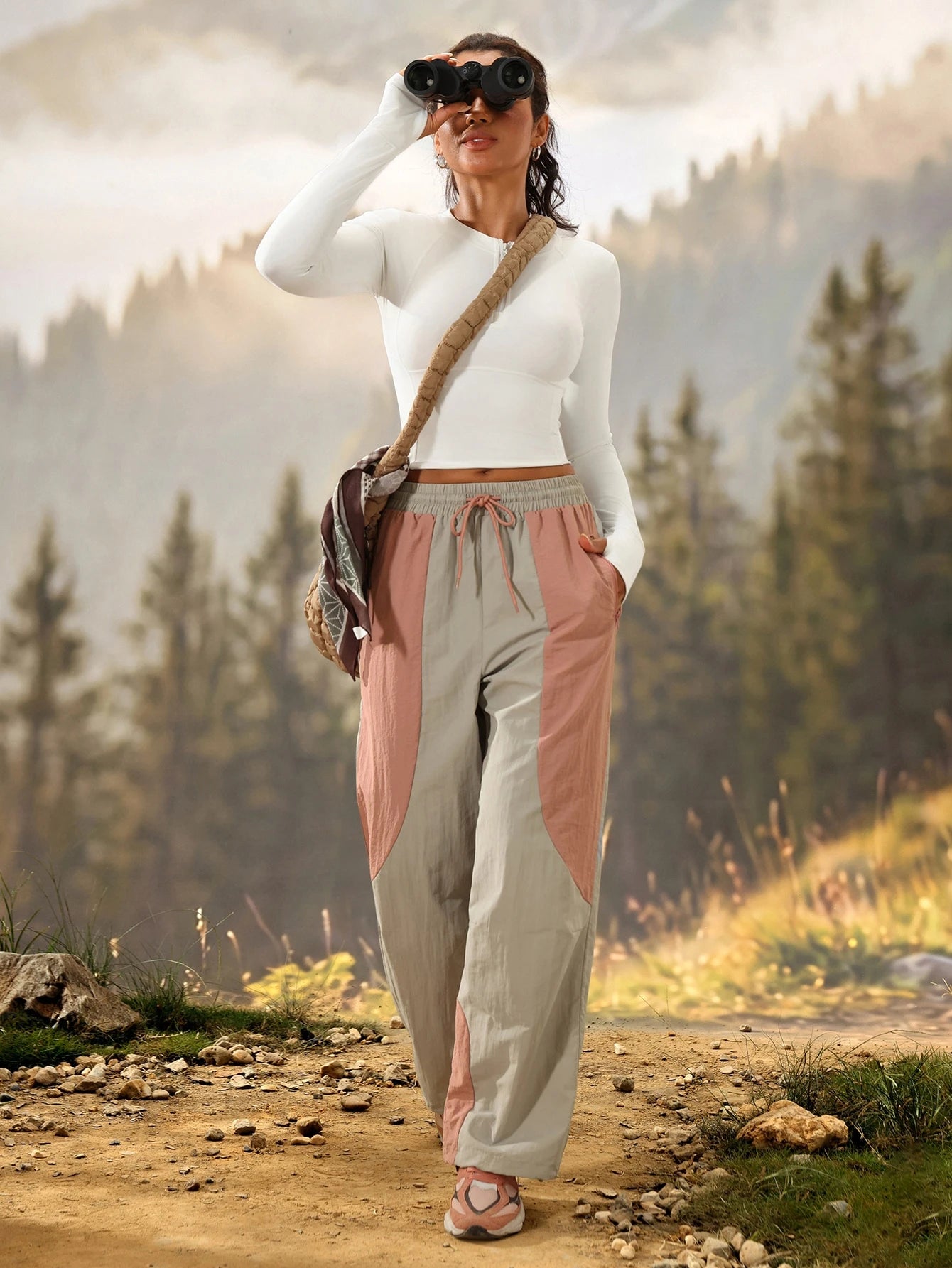 Exploreva Color Block Drawstring Waist Outdoor Pants