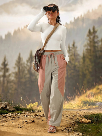 Exploreva Color Block Drawstring Waist Outdoor Pants