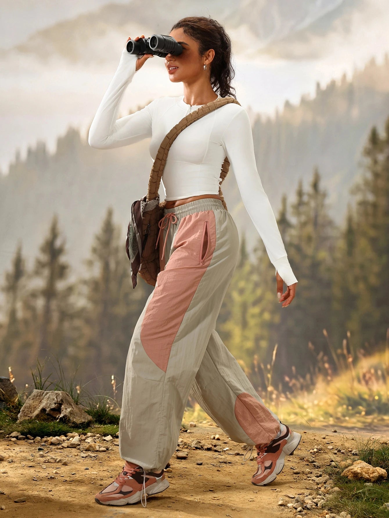 Exploreva Color Block Drawstring Waist Outdoor Pants