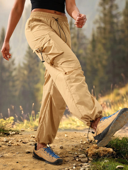 Exploreva Flap Pocket Drawstring Waist Outdoor Pants