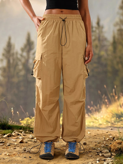 Exploreva Flap Pocket Drawstring Waist Outdoor Pants
