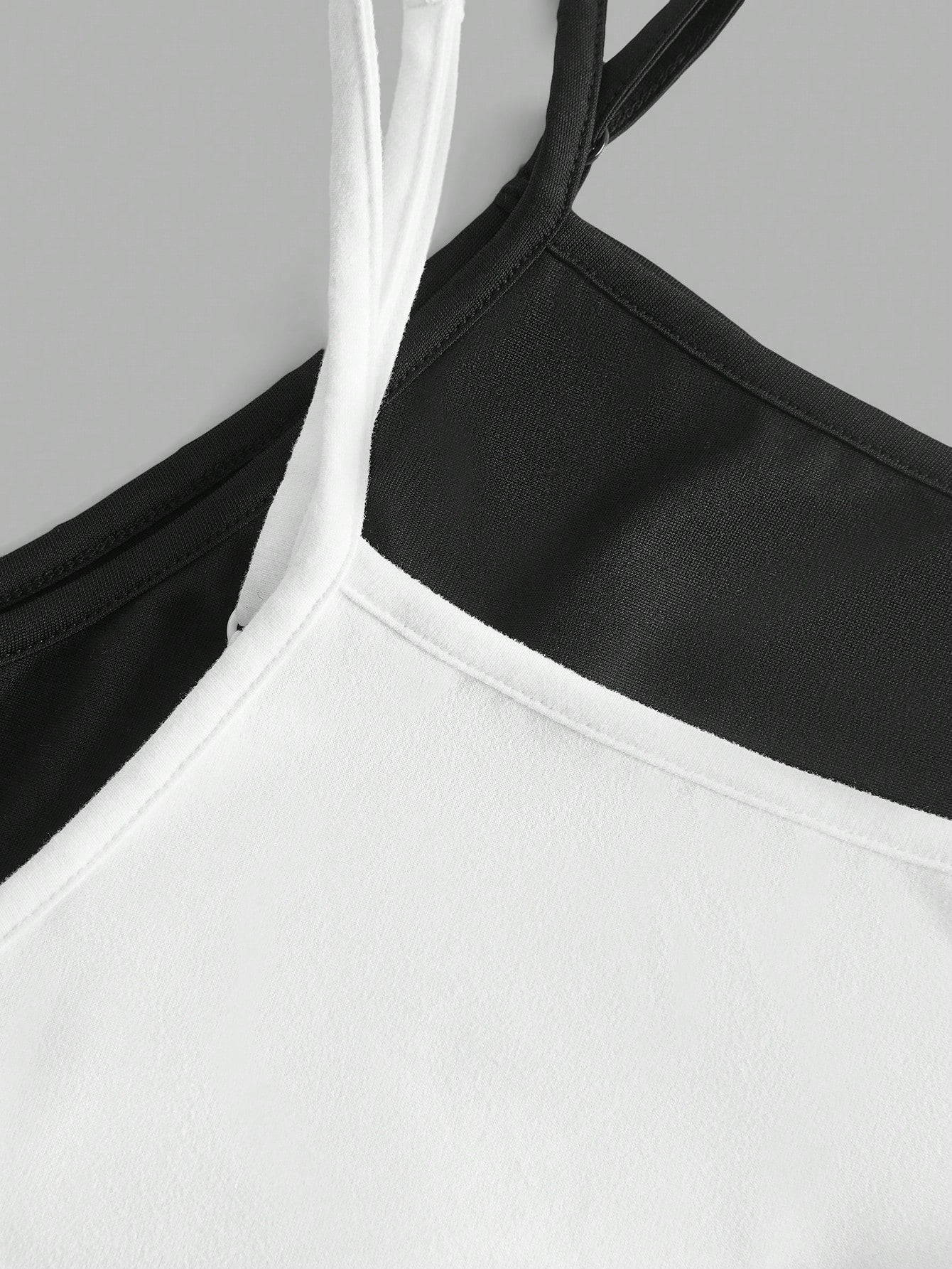 EZwear 2pcs/Set Plus Size Solid Color Camisole Tank Tops, Summer Back To School Lounge Date Night Black White