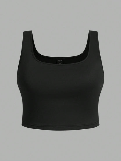 EZwear 3pcs Plus Size Women Casual Round Neck Camisole Tops, Suitable For Summer