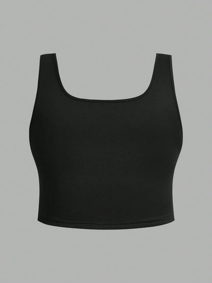 EZwear 3pcs Plus Size Women Casual Round Neck Camisole Tops, Suitable For Summer