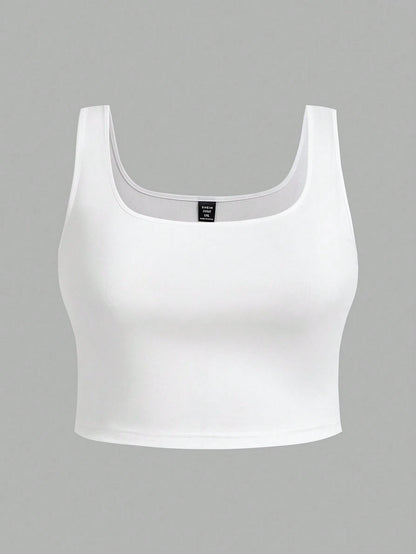 EZwear 3pcs Plus Size Women Casual Round Neck Camisole Tops, Suitable For Summer