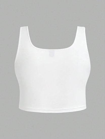 EZwear 3pcs Plus Size Women Casual Round Neck Camisole Tops, Suitable For Summer