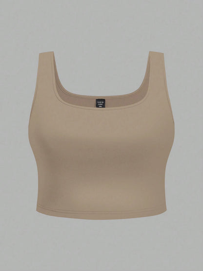 EZwear 3pcs Plus Size Women Casual Round Neck Camisole Tops, Suitable For Summer