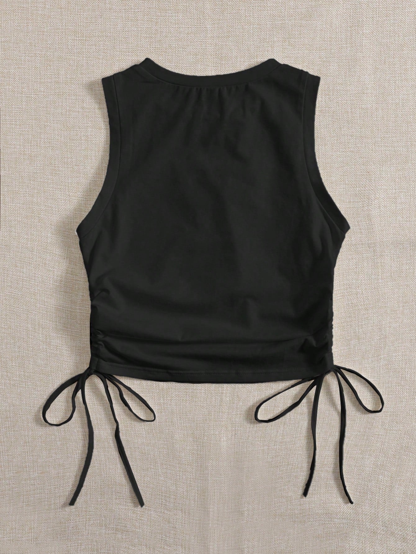 EZwear Black Knit Casual Tank Top For Women