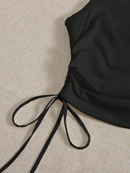 EZwear Black Knit Casual Tank Top For Women
