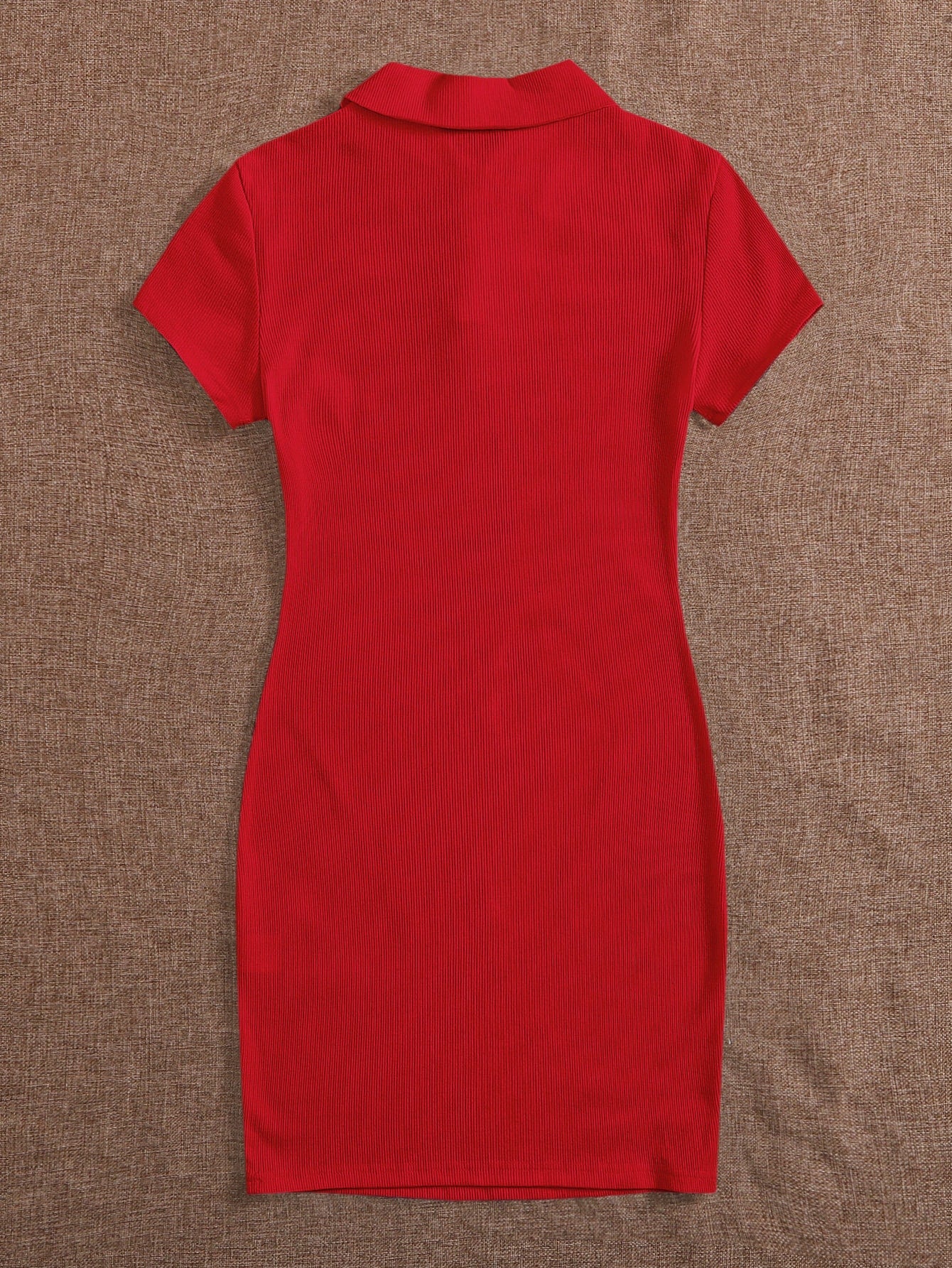 EZwear Button Front Rib-knit Bodycon Dress