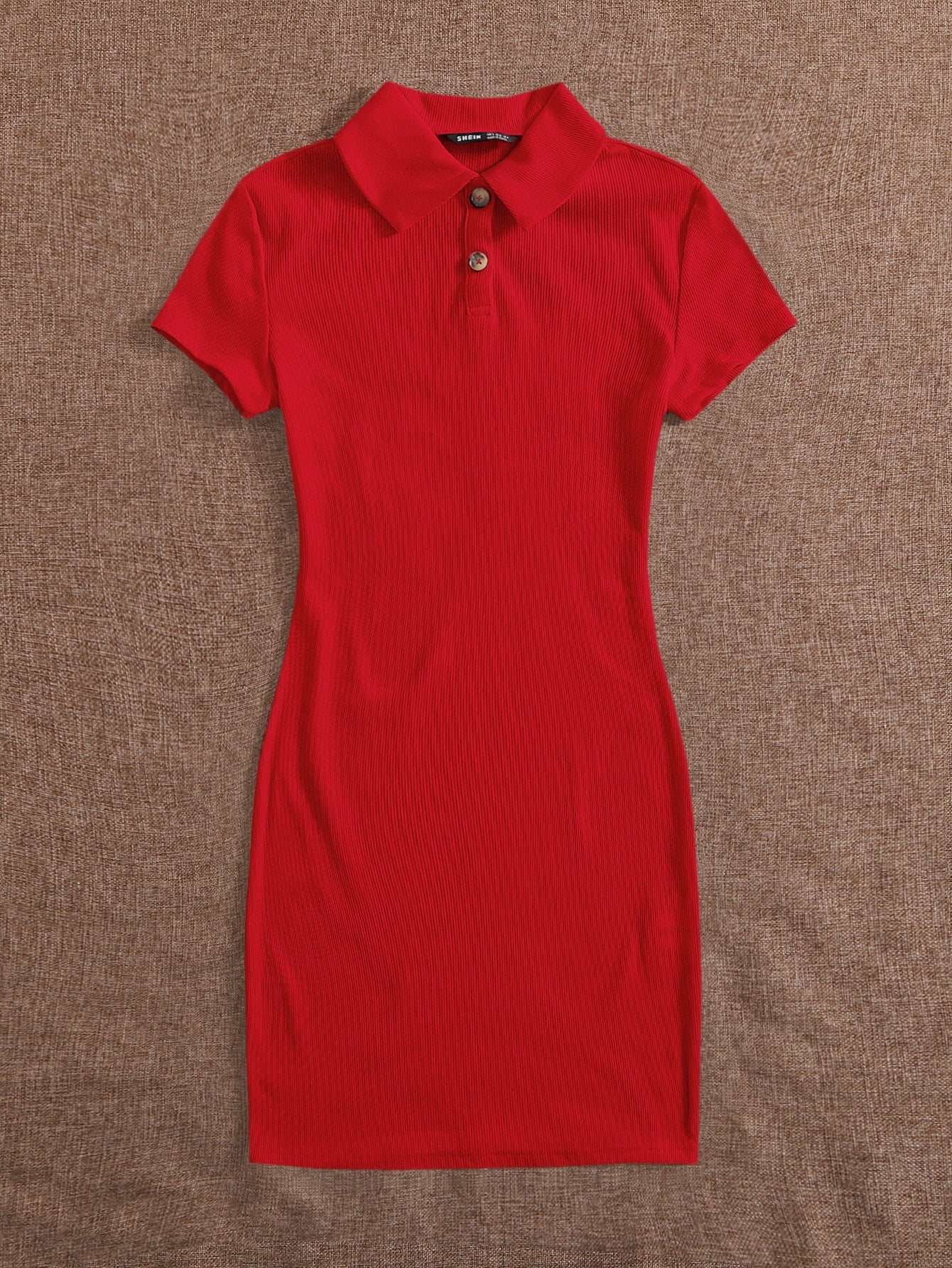 EZwear Button Front Rib-knit Bodycon Dress