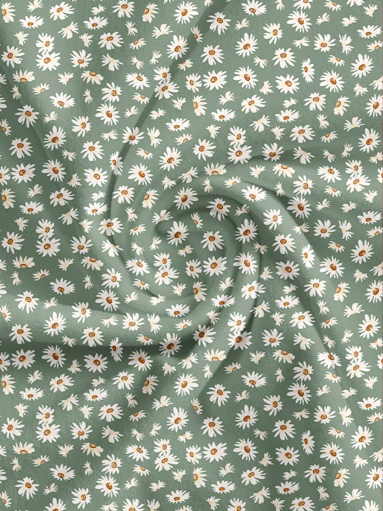 EZwear Casual Minimalist Full-Length Bodycon Camisole Dress, Suitable For Summer With Daisy Print Fitted Green Wildflower Carnival