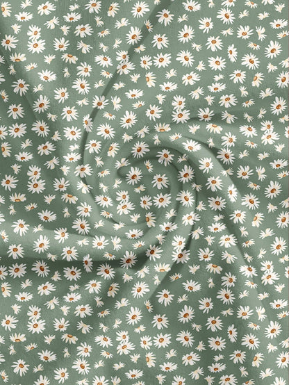 EZwear Casual Minimalist Full-Length Bodycon Camisole Dress, Suitable For Summer With Daisy Print Fitted Green Wildflower Carnival