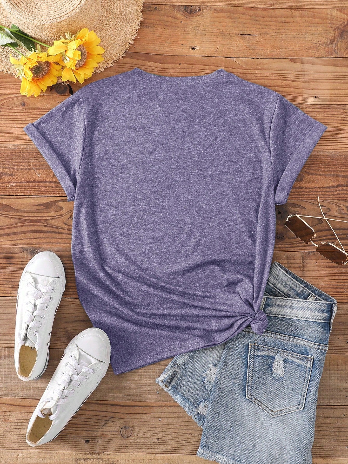 EZwear CURVE Women's Plus Size Summer V-Neck Short Sleeve Casual T-Shirt With Slogan Print FUN FACT I Don't Care Graphic Tees Women Tops